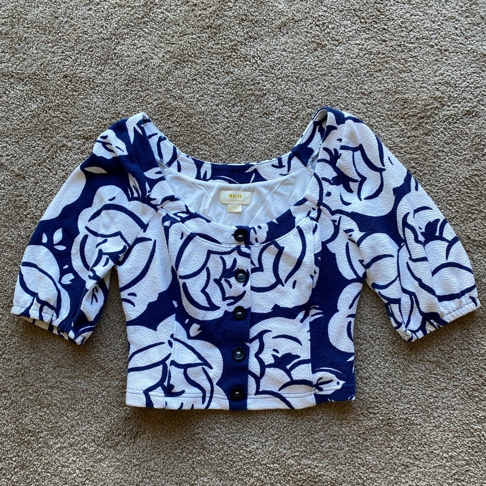 Maeve x Anthropologie cropped boatneck blouse